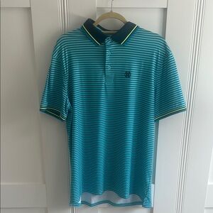 G/FORE Men's Blue Striped Golf Shirt Size L